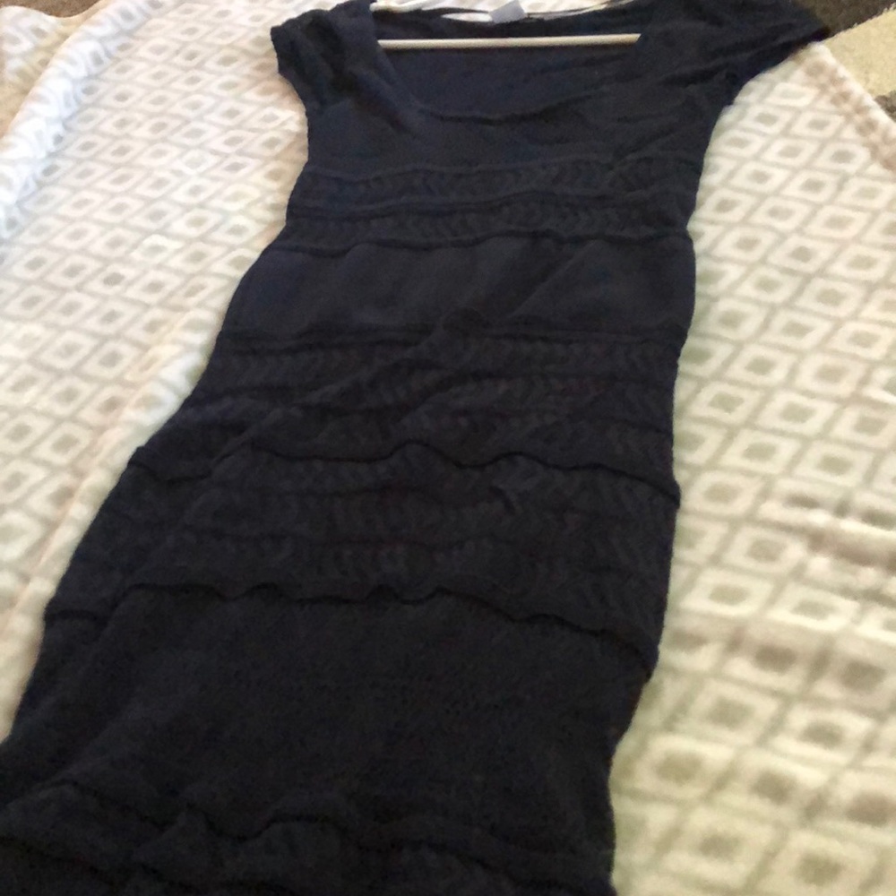 Blue stretchy dress.